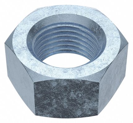 Hex Nut: M64-6.00 Thread, 95 mm Hex Wd, 51 mm Hex Ht, Steel, Class 8, Zinc Plated