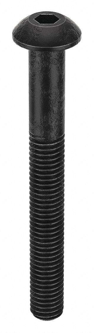 Socket Head Cap Screw: M5-0.8 Thread Size, 45 mm Lg, Button, Black Oxide, Steel, Class 10.9, 100 PK