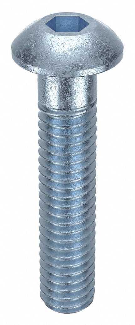 Socket Head Cap Screw: M4-0.7 Thread Size, 20 mm Lg, Button, Zinc Plated, Steel, Class 10.9, 100 PK