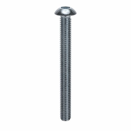Socket Head Cap Screw: M4-0.7 Thread Size, 40 mm Lg, Button, Zinc Plated, Steel, Class 10.9, 100 PK