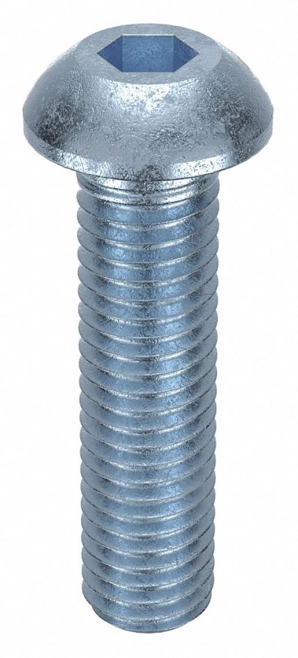 Socket Head Cap Screw: M10-1.5 Thread Size, 40 mm Lg, Button, Zinc Plated, Steel, Class 10.9, 50 PK