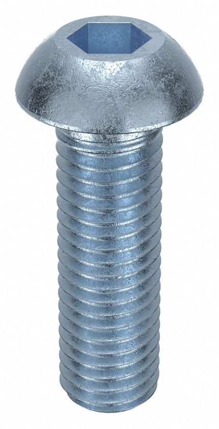 Socket Head Cap Screw: M12-1.75 Thread Size, 40 mm Lg, Button, Zinc Plated, Steel, Class 10.9, 50 PK