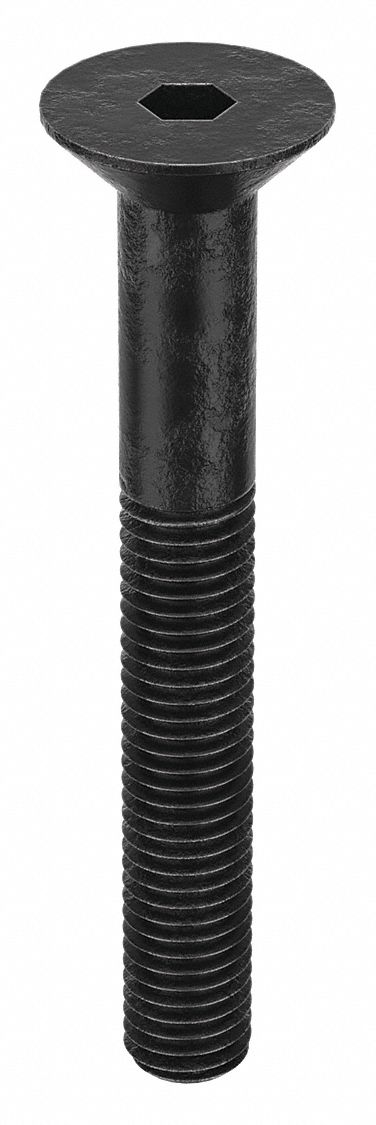 Socket Flat Head Screw: M10-1.5 Thread Size, 75 mm Lg, Flat, Black Oxide, Steel, Class 10.9, 50 PK