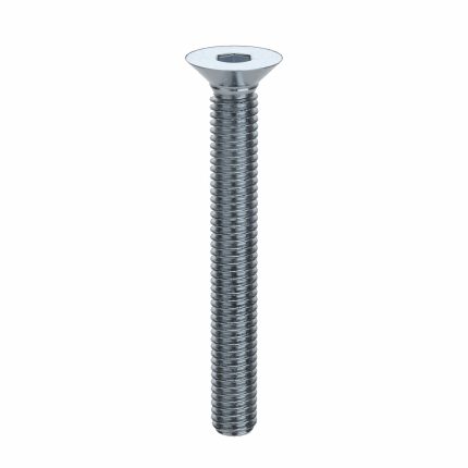 Socket Flat Head Screw: M3-0.5 Thread Size, 25 mm Lg, Flat, Zinc Plated, Steel, Class 8, 100 PK