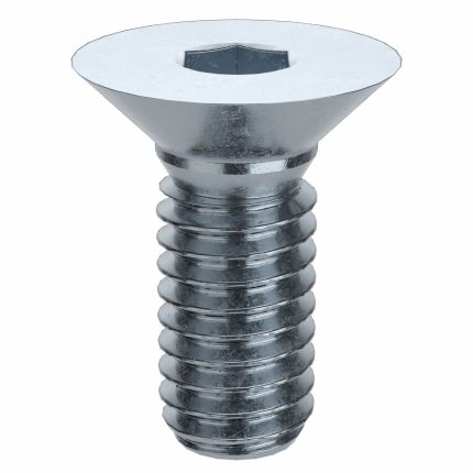 Socket Flat Head Screw: M4-0.7 Thread Size, 10 mm Lg, Flat, Zinc Plated, Steel, Class 8, 100 PK