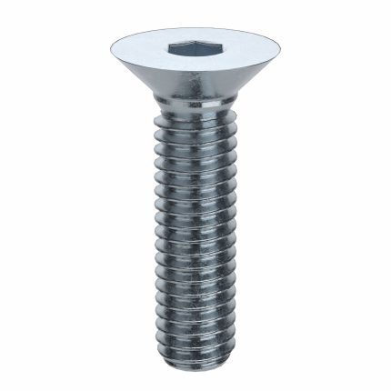 Socket Flat Head Screw: M4-0.7 Thread Size, 16 mm Lg, Flat, Zinc Plated, Steel, Class 8, 100 PK