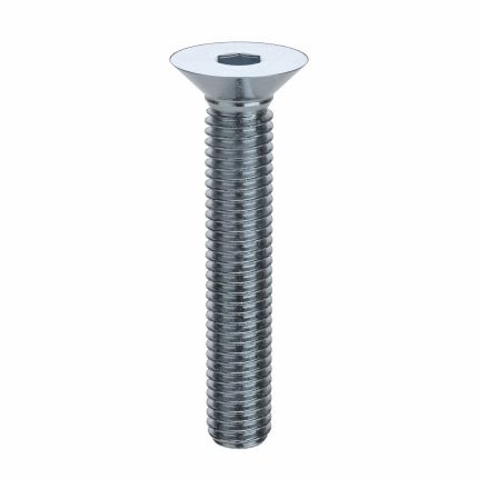 Socket Flat Head Screw: M5-0.8 Thread Size, 30 mm Lg, Flat, Zinc Plated, Steel, Class 8, 100 PK