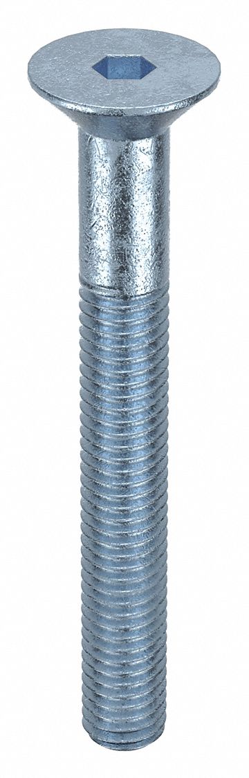 Socket Flat Head Screw: M5-0.8 Thread Size, 40 mm Lg, Flat, Zinc Plated, Steel, Class 8, 100 PK