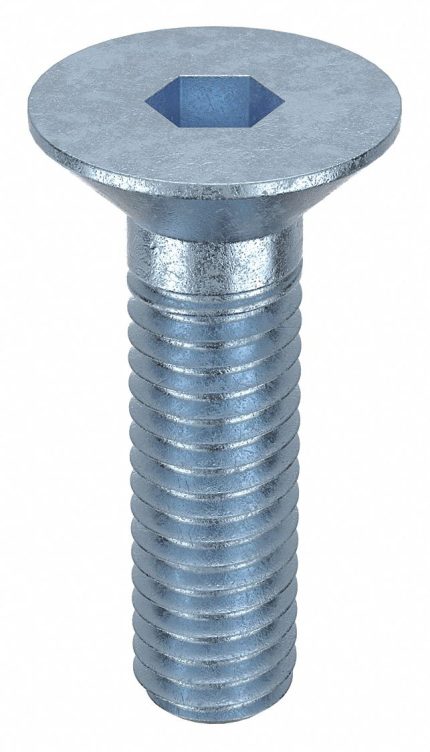 Socket Flat Head Screw: M6-1 Thread Size, 20 mm Lg, Flat, Zinc Plated, Steel, Class 8, 100 PK