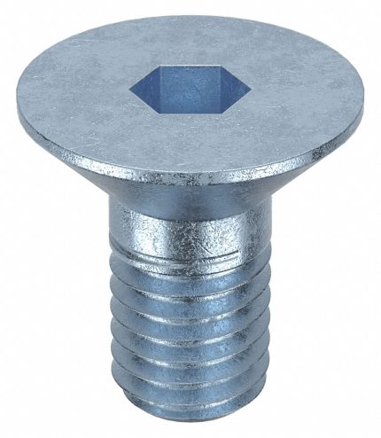 Socket Flat Head Screw: M8-1.25 Thread Size, 12 mm Lg, Flat, Zinc Plated, Steel, Class 8, 100 PK