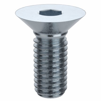 Socket Flat Head Screw: M8-1.25 Thread Size, 20 mm Lg, Flat, Zinc Plated, Steel, Class 8, 100 PK