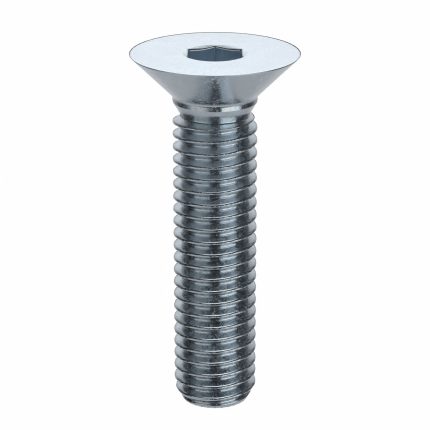 Socket Flat Head Screw: M8-1.25 Thread Size, 35 mm Lg, Flat, Zinc Plated, Steel, Class 8, 100 PK
