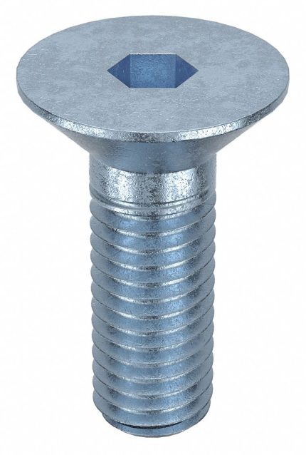 Socket Flat Head Screw: M10-1.5 Thread Size, 25 mm Lg, Flat, Zinc Plated, Steel, Class 8, 100 PK