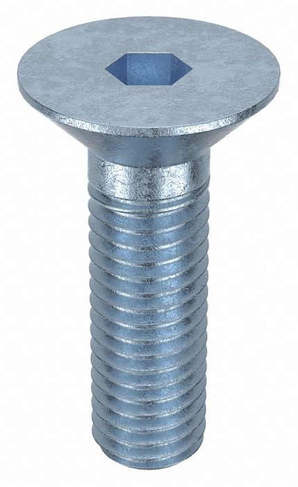 Socket Flat Head Screw: M10-1.5 Thread Size, 30 mm Lg, Flat, Zinc Plated, Steel, Class 8, 100 PK