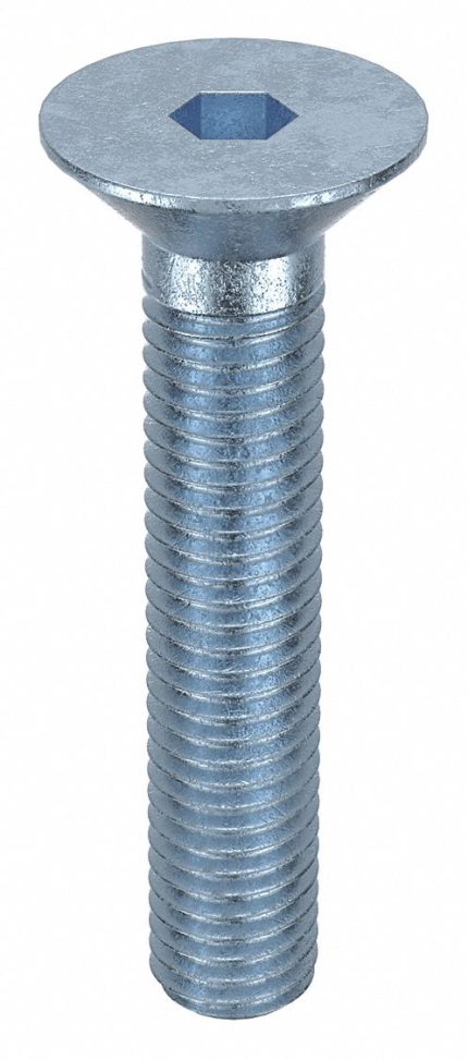 Socket Flat Head Screw: M10-1.5 Thread Size, 50 mm Lg, Flat, Zinc Plated, Steel, Class 8, 50 PK