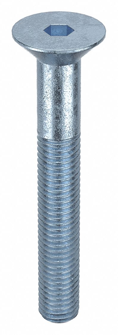 Socket Flat Head Screw: M10-1.5 Thread Size, 70 mm Lg, Flat, Zinc Plated, Steel, Class 8, 50 PK