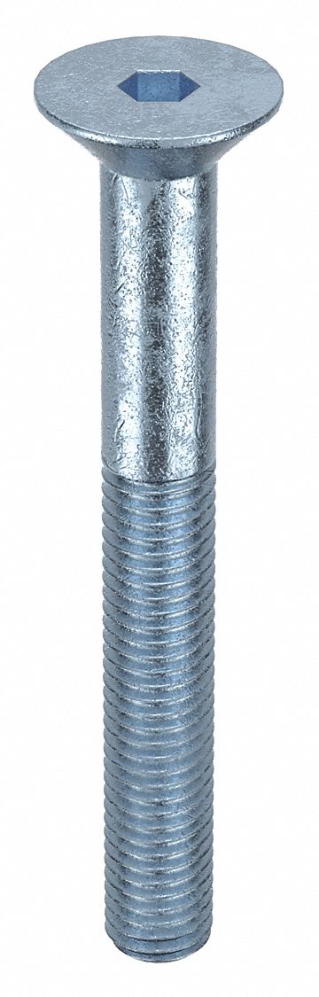 Socket Flat Head Screw: M10-1.5 Thread Size, 80 mm Lg, Flat, Zinc Plated, Steel, Class 8, 50 PK