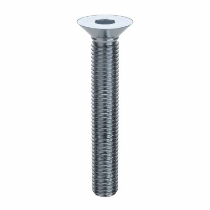 Socket Flat Head Screw: M12-1.75 Thread Size, 80 mm Lg, Flat, Zinc Plated, Steel, Class 8, 25 PK