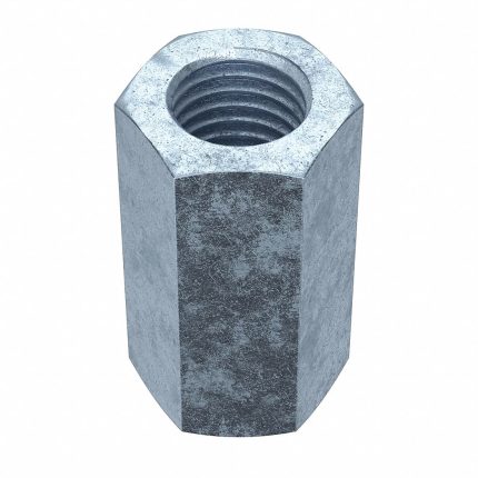 Coupling Nut: Zinc Plated, Steel, M8-1.25 Thread, 13 mm Hex Wd, 24 mm Lg, Zinc Plated, Steel, 100 PK