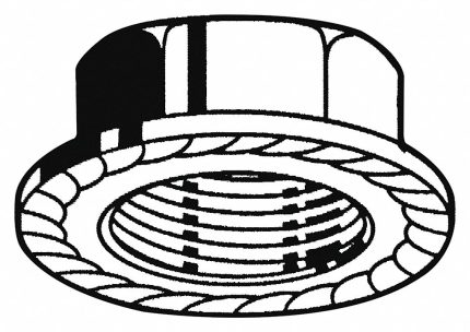 Lock Nut: Serrated, M4-0.70 Thread Size, Steel, Class 8, Zinc Plated, 7 mm Hex Wd, 100 PK