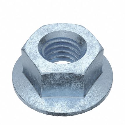 Lock Nut: Serrated, M5-0.80 Thread Size, Steel, Class 8, Zinc Plated, 8 mm Hex Wd, 100 PK