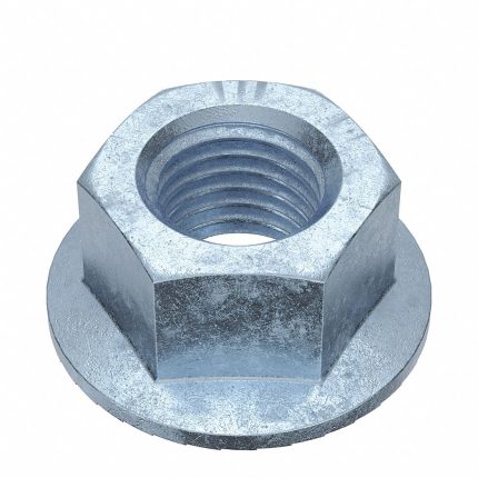 Lock Nut: Serrated, M16-2.00 Thread Size, Steel, Class 8, Zinc Plated, 24 mm Hex Wd, 50 PK