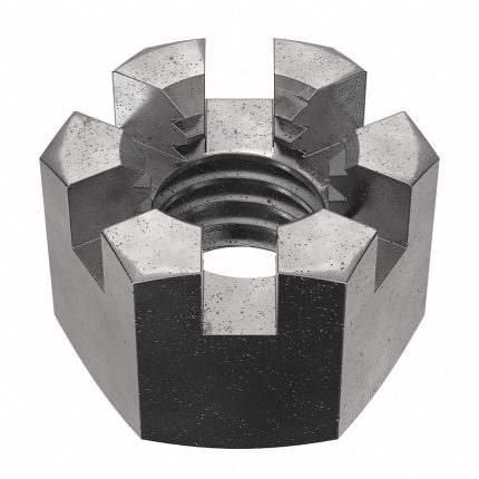 Castle Nut: Slotted Castle, M5-0.80 Thread Size, Steel, Class 4, Black Oxide, 8 mm Hex Wd, 100 PK