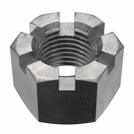 Castle Nut: Slotted Castle, M39-4.00 Thread Size, Steel, Class 4, Black Oxide, 60 mm Hex Wd