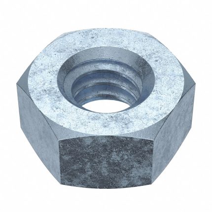 Hex Nut: 1/4"-20 Thread, 7/16 in Hex Wd, 7/32 in Hex Ht, Steel, Grade 5, Zinc Plated, 100 PK