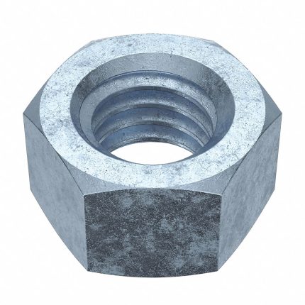 Hex Nut: 3/8"-16 Thread, 9/16 in Hex Wd, 21/64 in Hex Ht, Steel, Grade 5, Zinc Plated, 100 PK