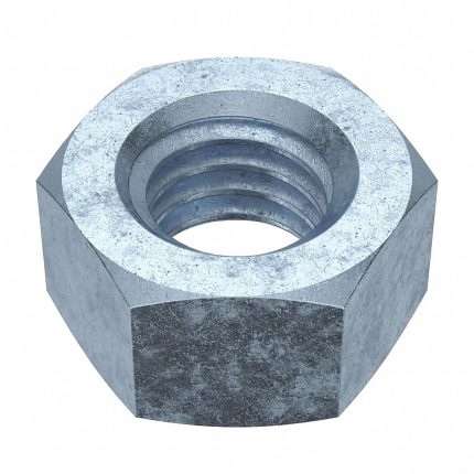 Hex Nut: 7/16"-14 Thread, 11/16 in Hex Wd, 3/8 in Hex Ht, Steel, Grade 5, Zinc Plated, 50 PK