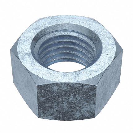 Hex Nut: 7/8"-9 Thread, 1 19/64 in Hex Wd, 3/4 in Hex Ht, Steel, Grade 5, Zinc Plated, 10 PK