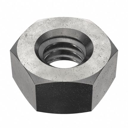 Hex Nut: 1/4"-20 Thread, 7/16 in Hex Wd, 7/32 in Hex Ht, Steel, Grade 8, Black Oxide, 100 PK