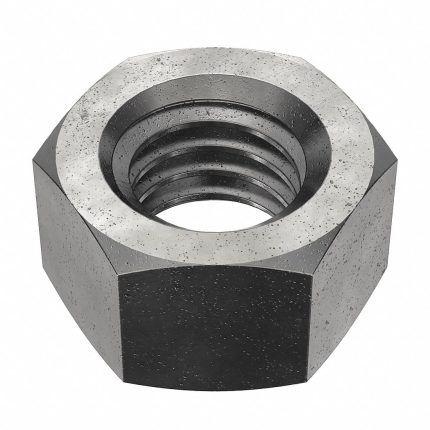 Hex Nut: 3/8"-16 Thread, 9/16 in Hex Wd, 21/64 in Hex Ht, Steel, Grade 8, Black Oxide, 100 PK