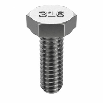 Hex Head Cap Screw: Stainless Steel, 316, Plain, 5/16"-18, Coarse, 7/8 in lg, Fully Threaded, 50 PK