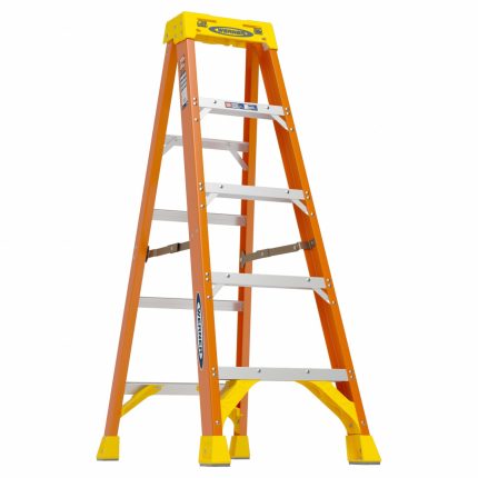 WERNER Stepladder: 5 ft Ladder Size, Fiberglass, 300 lb Load Capacity, 19 lb Wt, 2.8 ft Standing Ht