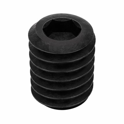 Socket Set Screw: 5/16"-18 Thread Size, 7/16 in Overall Lg, Cup pt, Alloy Steel, Black Oxide, 100 PK