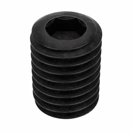 Socket Set Screw: 1/4"-28 Thread Size, 3/8 in Overall Lg, Cup pt, Alloy Steel, Black Oxide, 100 PK