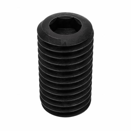 Socket Set Screw: 1/4"-28 Thread Size, 1/2 in Overall Lg, Cup pt, Alloy Steel, Black Oxide, 100 PK