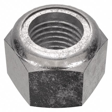 Lock Nut: Nylon Insert, 7/16"-20 Thread Size, Stainless Steel, 18-8, Plain, 5/8 in Hex Wd, 25 PK