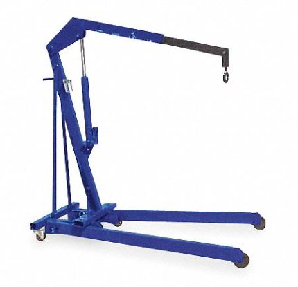 WESTWARD Engine Crane: Engine Crane, Steel, 1 ton Load Capacity, 1 Boom Positions, Blue, Mechanical