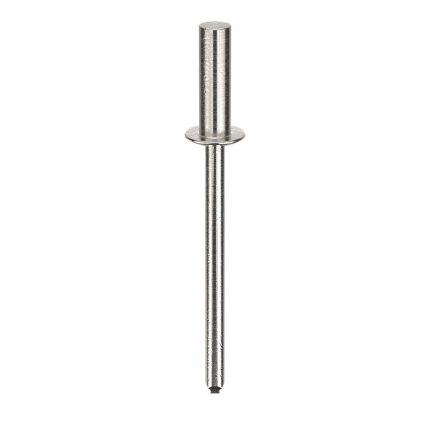 Blind Rivet,1.521" L,0.124" dia,PK500: Inch, 1 33/64 in Overall Lg, 27/64 in Body Lg, Dome, 500 PK