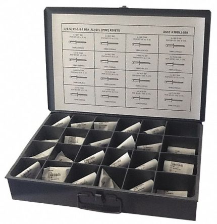 Blind Rivet Assortment,1450 pcs: Ungraded, 1,450 Pieces, 16 # of Sizes
