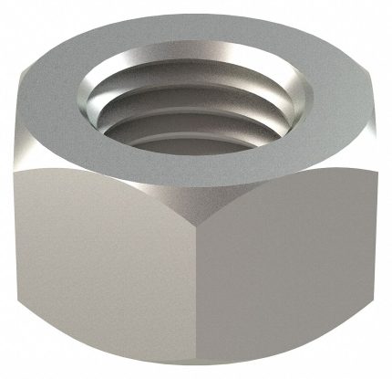 Hex Nut: 7/8"-9 Thread, 1 19/64 in Hex Wd, 3/4 in Hex Ht, Stainless Steel, 18-8, Plain, 5 PK