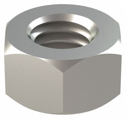 Hex Nut: 7/16"-14 Thread, 11/16 in Hex Wd, 3/8 in Hex Ht, Stainless Steel, 316, Plain, 25 PK