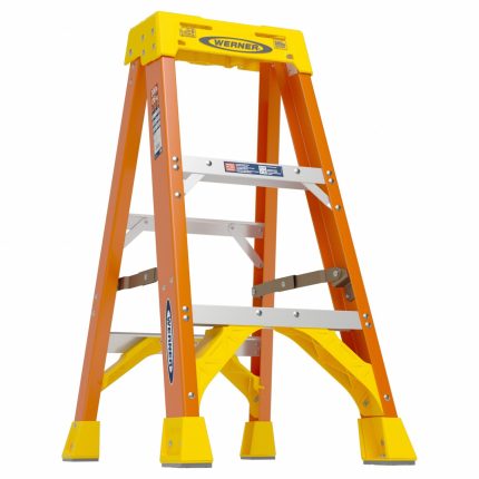WERNER Stepladder: 3 ft Ladder Size, Fiberglass, 300 lb Load Capacity, 13 lb Wt, 2 ft Standing Ht
