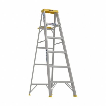 WERNER Stepladder: 6 ft Ladder Size, Aluminum, 250 lb Load Capacity, 11 lb Wt, 1.9 ft Standing Ht