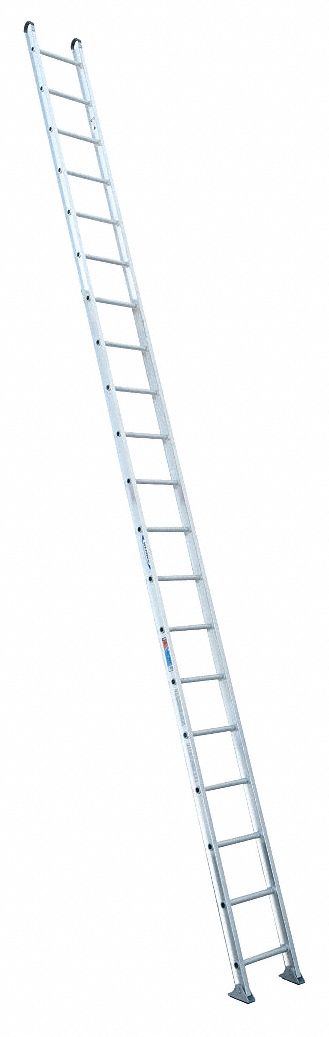 WERNER Straight Ladder: 4 in Overall Ht, Aluminum, 300 lb Load Capacity - Max, 46 lb Wt, 20 Rungs