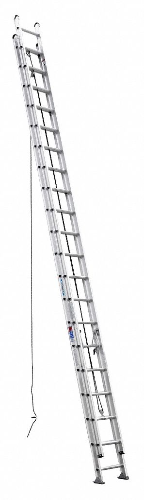 WERNER Extension Ladder: 40 ft Ladder Size, Aluminum, 300 lb Load Capacity, 100 lb Wt, 2 Sections