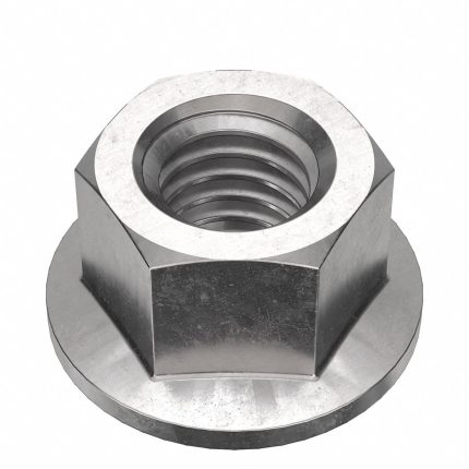 Lock Nut: Serrated, 3/8"-16 Thread Size, Stainless Steel, 316, Plain, 5 PK